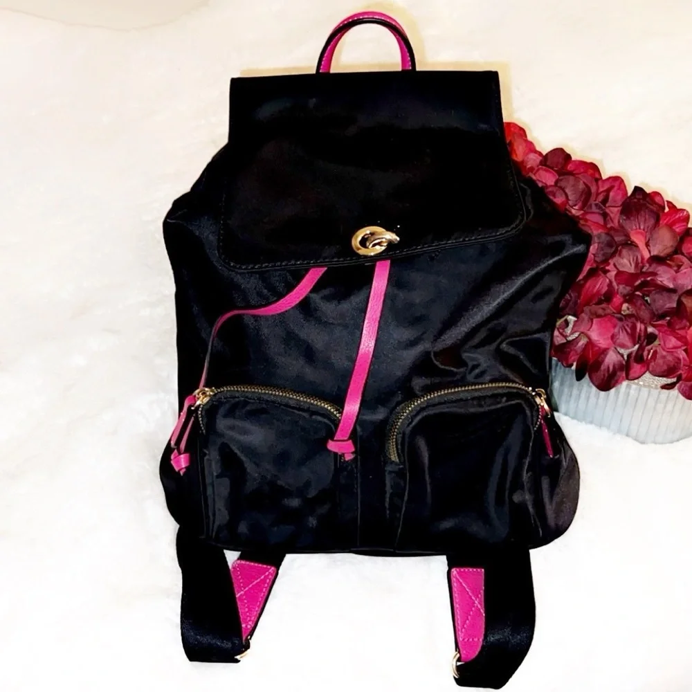 NEIMAN MARCUS Nylon and Pink Backpack